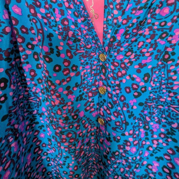 NWT Lilly Pulitzer Elsa Top Blue Flare Growl and Prowl Size XL - Picture 9 of 9